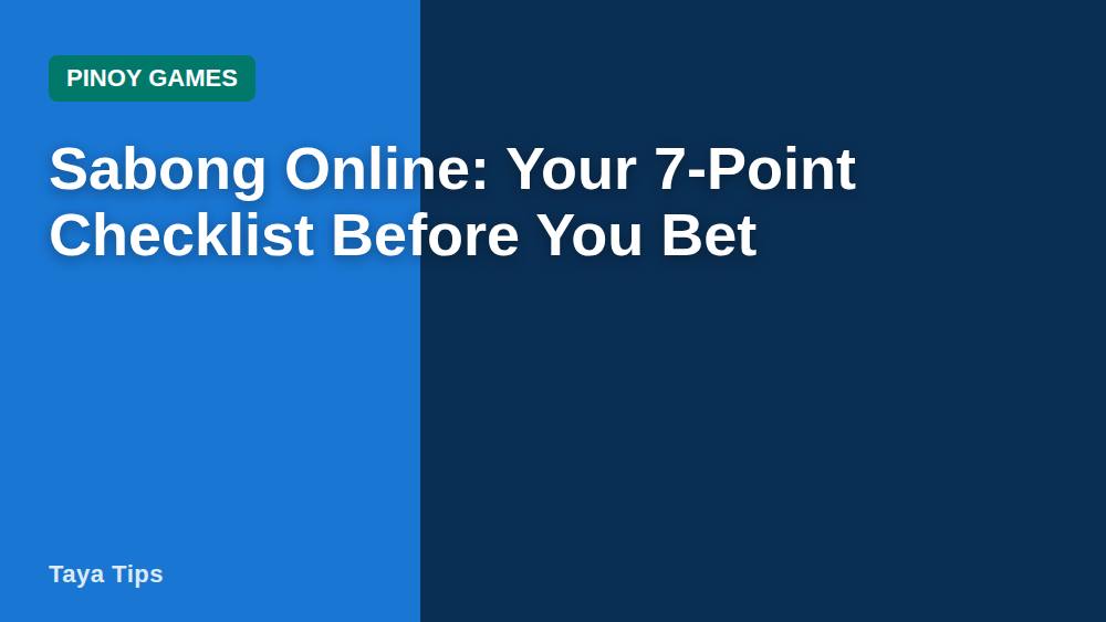 Sabong Online: Your 7-Point Checklist Before You Bet